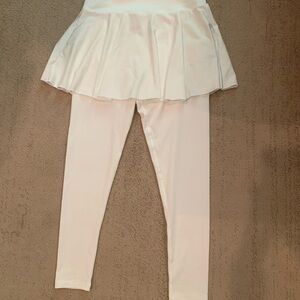 White Leggings with Attached Skirt